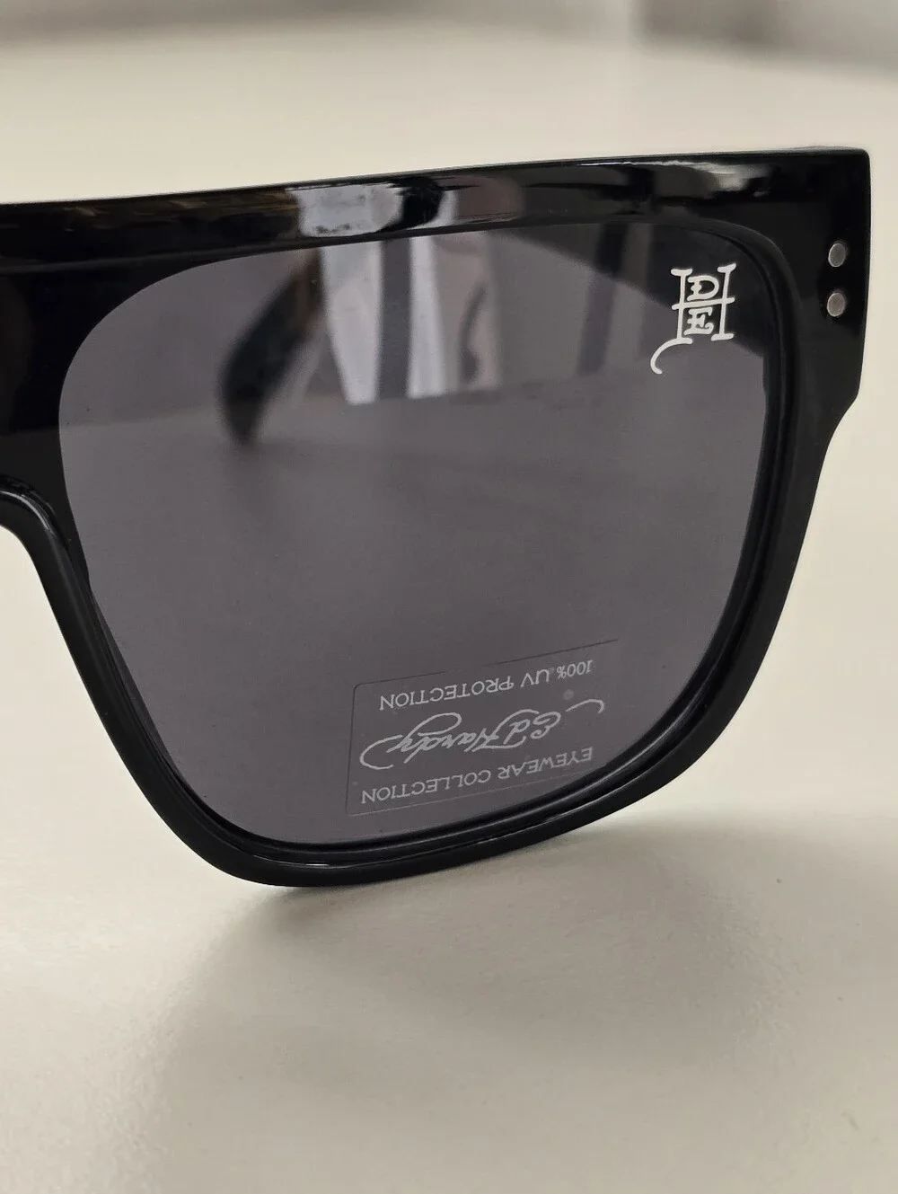 NEW Ed Hardy Flat Top Shield Sunglasses Black Skull Rose Tattoo
